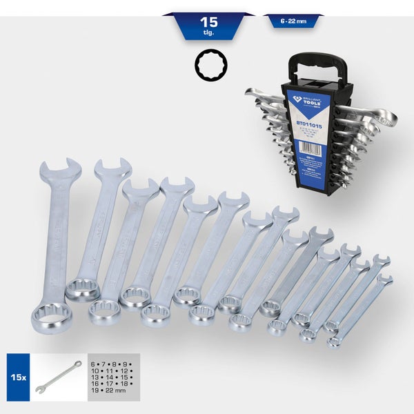 BRILLIANT TOOLS Ring-Maulschlüssel-Satz 15tlg. - BT011015