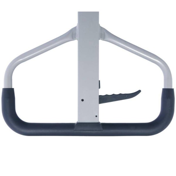 Ergonomischer Griff für Gartengeräte mit schwarzer Grifffläche und grauem Rahmen.