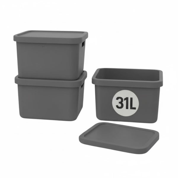 Stapelboxen mit Deckel, 31 Liter