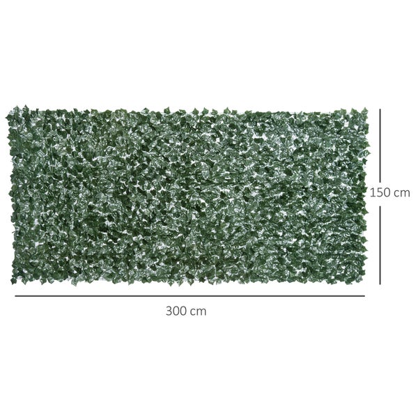 Outsunny Künstliche Hecke, 300 x 150 cm, Stoff, PE, Dunkelgrün