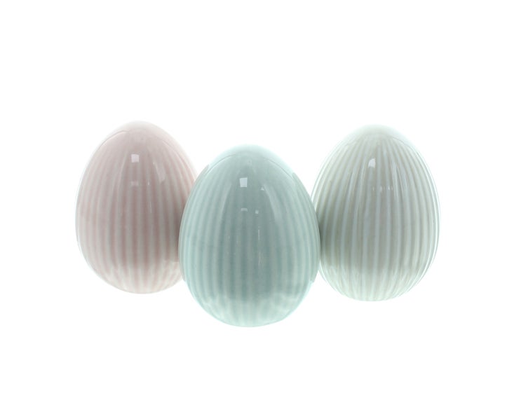 FRANK FLECHTWAREN|Osterei Struktur, 3er Set, 6 x 6 x 8 cm, PORZELLAN