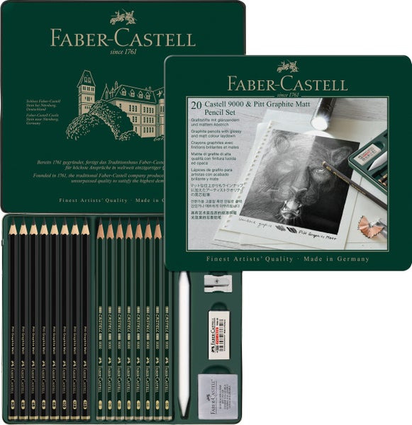 Faber-Castell Bleistifte Castell 9000 & Pitt Graphite Matt, 2x8er Set
