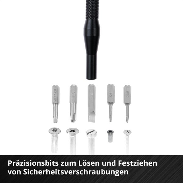 Original Einhell 28-tlg. Präzisions- und Elektronik-Reparatur-Set (Präzisionsbits, Schraubendreher-Bithalter, gebogene Pinzette, Spudger, Jimmy, Opening Tool, Opening Picks, Saugheber)