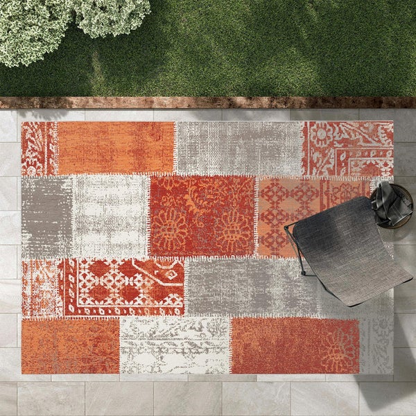 FLOORDIREKT Outdoorteppich - Wetterbeständiger Außenteppich - Cotton - Rot - 200 x 290 cm