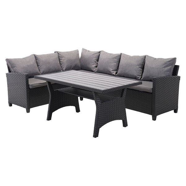 Ester Sofa-Set 2 Teile mit Kissen. Sofa Wendbar schwarz, grau. 175 X 67 X 73 cm