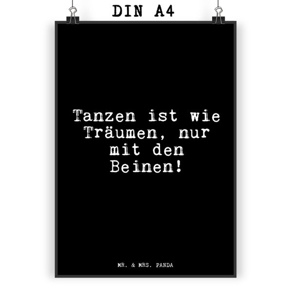 Mr. & Mrs. Panda DIN A4 Poster Tanzen ist wie Träumen,... - Schwarz