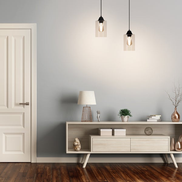 EMKE Pendelleuchte Kyle 12x12 cm, Modern Pendellampe für E27, 1-flammige Hängeleuchte Glas im Kronleuchter Design, 125 cm Kabel, IP20, für Esstisch, Wohnzimmer