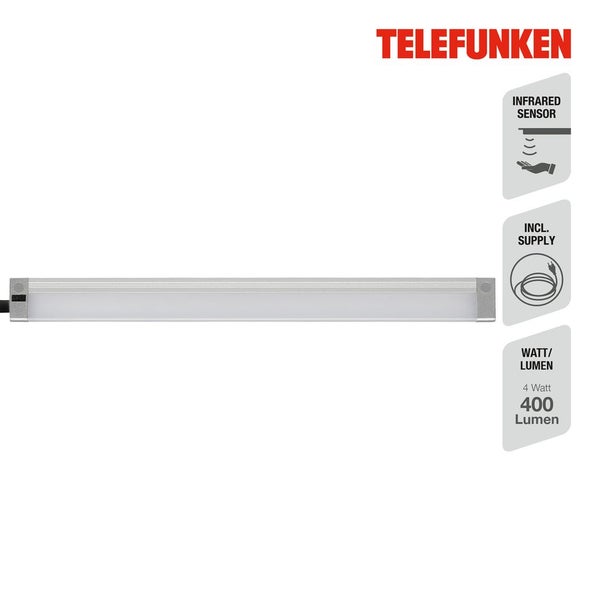 Telefunken Logo, LED-Unterbauleuchte mit Infrarotsensor, inklusive Netzteil, 4 Watt, 400 Lumen.