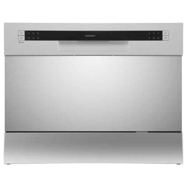 homeX Tischgeschirrspüler Mini Geschirrspüler 6 Programme Spülmaschine klein 6 Maßgedecke Aquastop GST6AE-S