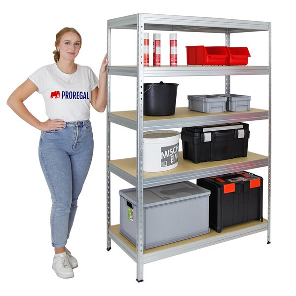 PROREGAL Schwerlastregal Rivet HxBxT 180 x 120 x 60 cm Fachlast 250 kg Innovatives Stecksystem Verzinkt