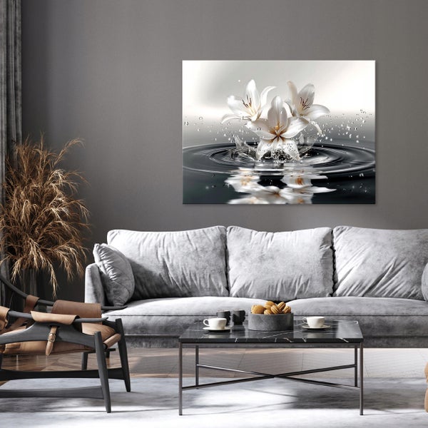 Leinwandbild Abstrakt Blumen Modern Bilder Wohnzimmer 100X70 cm