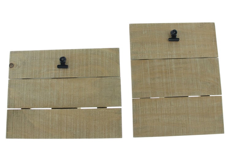 FRANK FLECHTWAREN | Fotohalter Wood, 2er Set, HOLZ, METALL, 20 x 3,5 x 14,5 cm, 23 x 3,5 x 18 cm