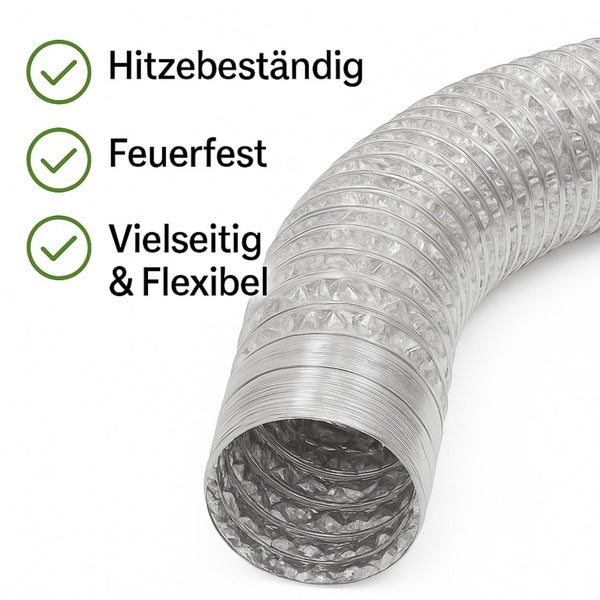 Aluflexrohr 450mm – 1 Meter flexibler Abluftschlauch für Growboxen, Klimageräte & mehr – Feuergeschützt, Robuste Aluminium-Innenbeschichtung, Extra Stabil & Langlebig