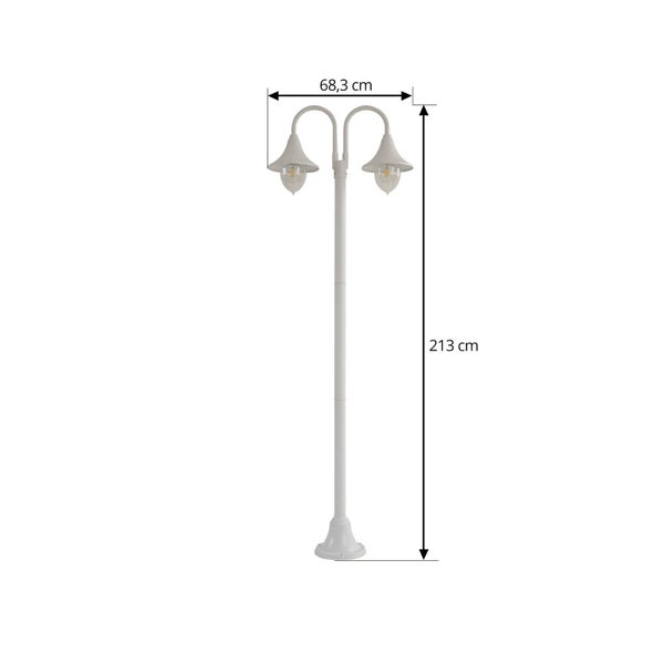 Lindby Mastleuchte außen (Laterne) Madea (spritzwassergeschützt (Modern) in Weiß aus Aluminium (2 flammig, E27) - Kandelaber Außenleuchte
