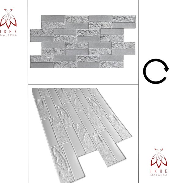 0,4m² 3D PVC Kunststoff Verkleidung Paneele Steinoptik Wandpaneele Wandverkleidung Decke Deckenpaneele Fliesen Imitat (Facing Grey )