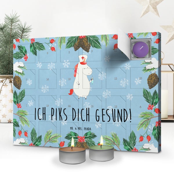 Mr. & Mrs. Panda Duftkerzen Adventskalender Einhorn Krankenschwester - Blau Pastell