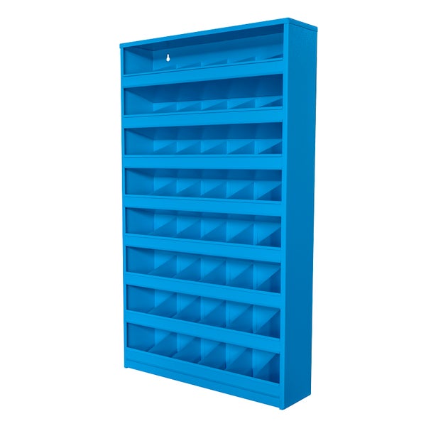 PROREGAL Schüttenregal mit 48 Fächer zur Wandbefestigung | HxBxT 85x50x12,5cm | Lichtblau