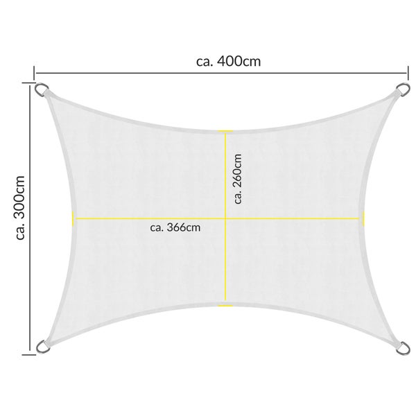 SolVision PS9 Sonnensegel 300x400cm rechteckig Weiß PE