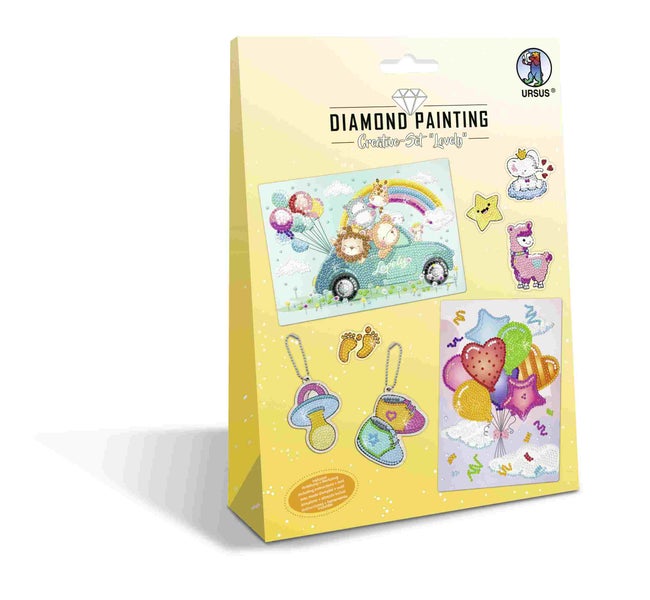 URSUS Kinder-Bastelsets Diamond Painting Creative Set Lovely, 2er Karten