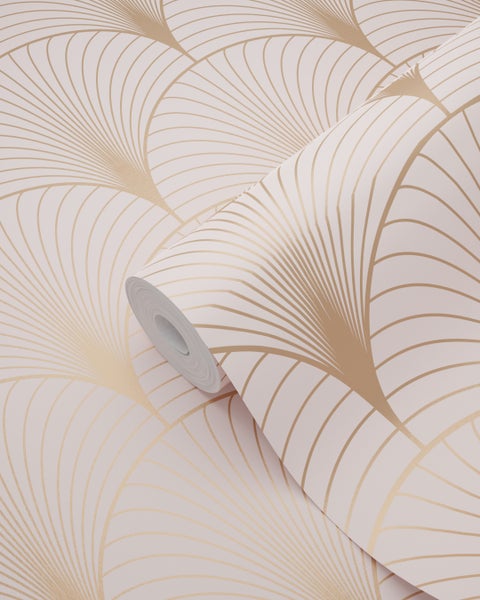 Tapetenrolle mit grafischem Fächermuster