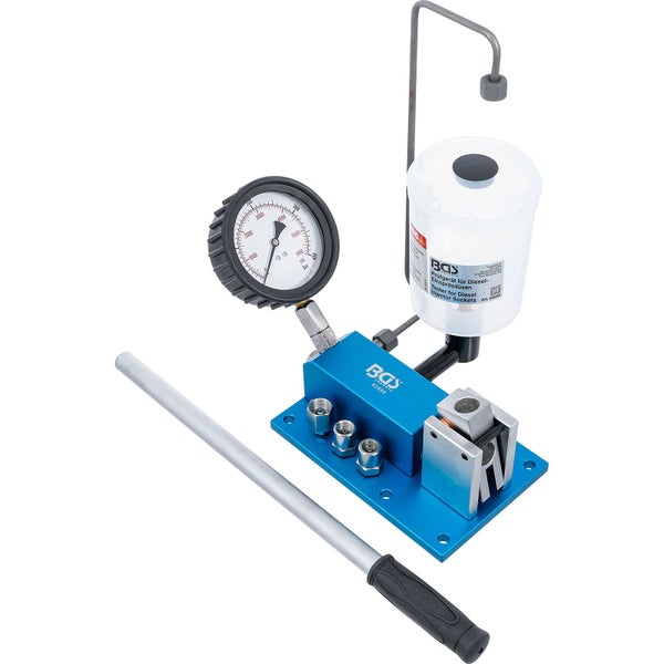 BGS Diesel-Einspritzdüsen-Prüfgerät mit Manometer, Handhebel und Auffangbehälter
