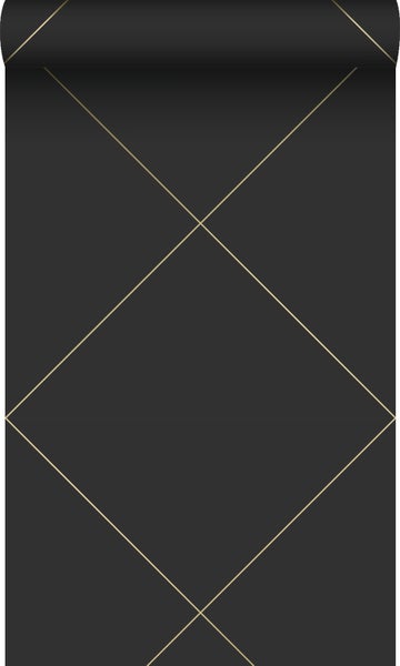 Origin Wallcoverings Tapete grafische Linien Schwarz und Gold - 53 cm x 10.05 m - 347719