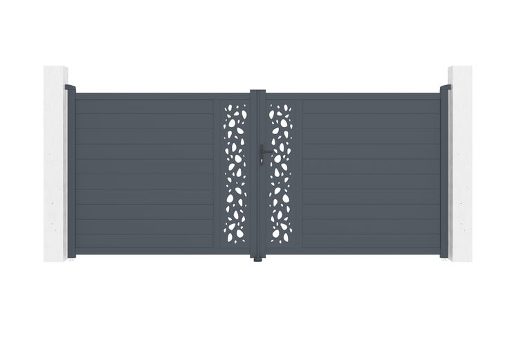 Doppelflügeltor aus Aluminium 4m SUNNY 400B180 Grau