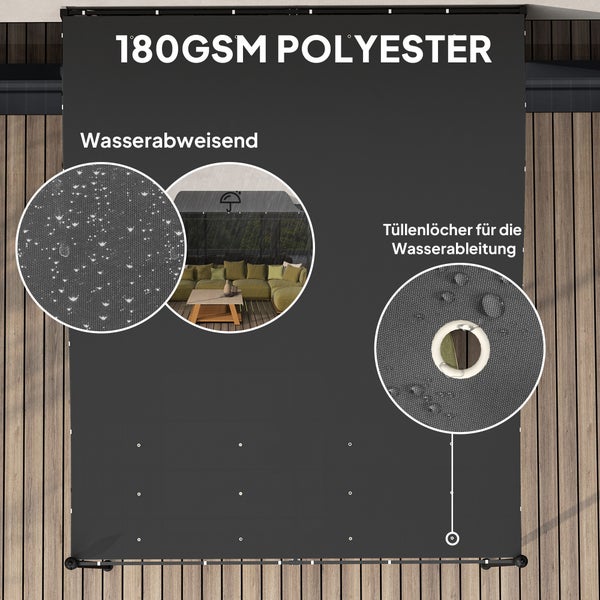 Outsunny Anbaupavillon Wasserabweisend Pavillon Vordach, Terrassenpavillon mit Dach, Pergola freistehend Gartenpavillon Sonnenschutz Überdachung für Garten Terrasse ca. 2,5x3x2,5 m Dunkelgrau