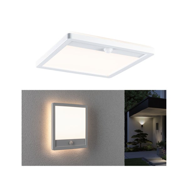 LED Außenpanel Lamina Backlight Dämmerungsgesteuerter Bewegungsmelder (IR) seewasserresistent IP44 eckig 250x47mm 3000K 14,5W 950lm 230V Weiß Kunststoff