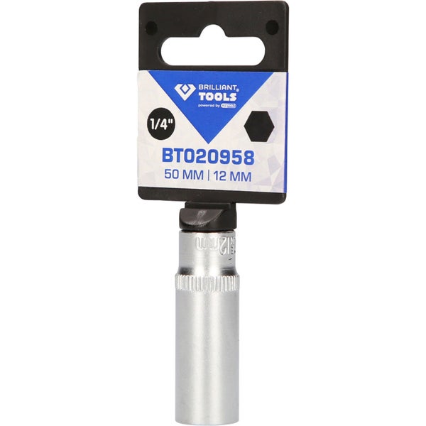 BRILLIANT TOOLS 1/4 Sechskant-Stecknuss lange Ausführung 12 mm - BT020958