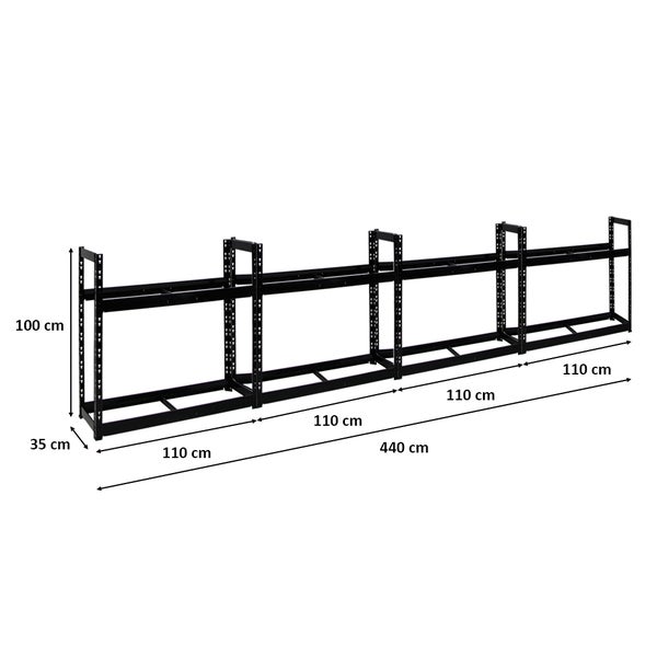 Mega Deal | 4x Reifenregal Tiger | HxBxT 100x110x35cm | 150kg Fachlast | bis zu 32 Reifen | mit Ebenen | Schwarz