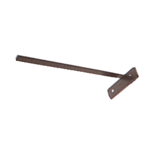 Wandhaken aus Metall mit langer Stange und Montageplatte mit zwei Löchern.