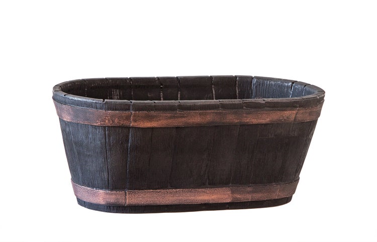 Weinfass Eichenfass Oval Kunststoff Gartenteich Teich Fass Nachbildung Länge 58 cm Breite 31 cm Höhe 24 cm