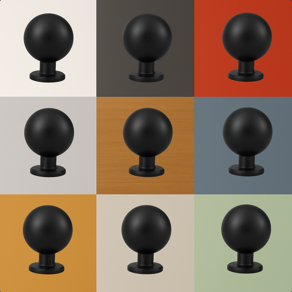 Collage von einem einzelnen runden Möbelknopf