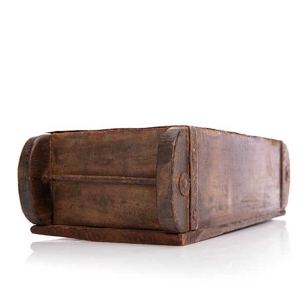 BigDean 2 Stück Ziegelform in Braun 32x14,5x9cm (LxBxH) – rustikale vintage Ordnungsbox mit Metallbeschlägen aus Echtholz – Deko Holzkiste gefertigt aus Altholz – jedes Stück ein Unikat