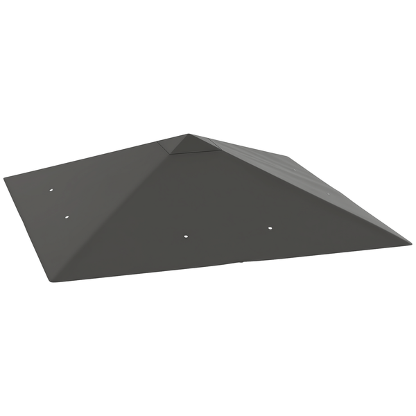 Pyramidenförmige Pfostenkappe aus Aluminium in Anthrazit mit vorgebohrten Löchern zur Befestigung auf Zaunpfosten.