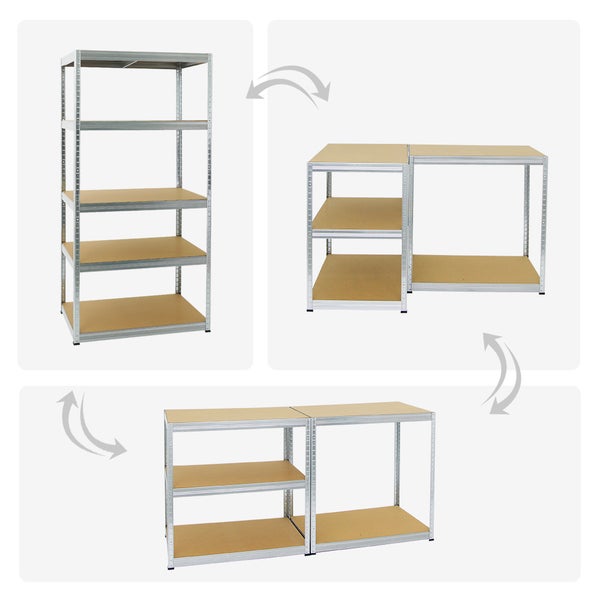 PROREGAL Mega Deal 4x Schwerlastregal Slim Elephant M HxBxT 180 x 90 x 60 cm 5 Ebenen Fachlast 350 kg Verzinkt
