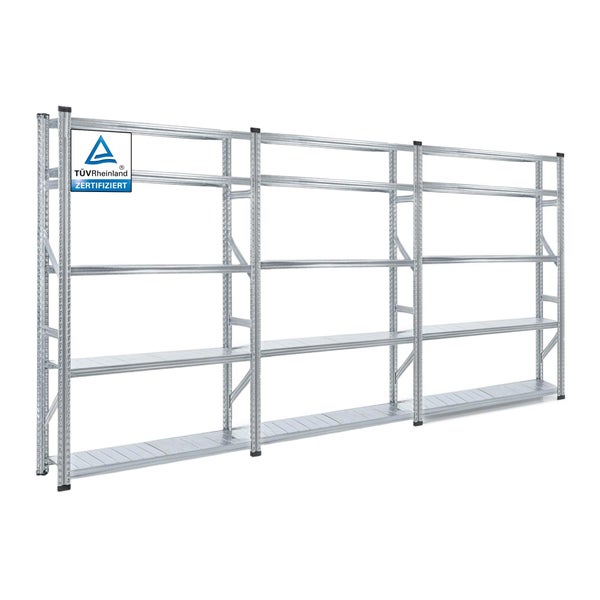 PROREGAL Fachbodenregal Stecksystem Proximo Komplettregal HxBxT 200 x 360 x 32 cm 5 Ebenen Fachlast 200 kg Beidseitig Nutzbar Verzinkt