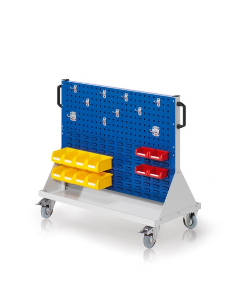 Werkzeugwagen mit Lochwand und Sichtlagerkästen