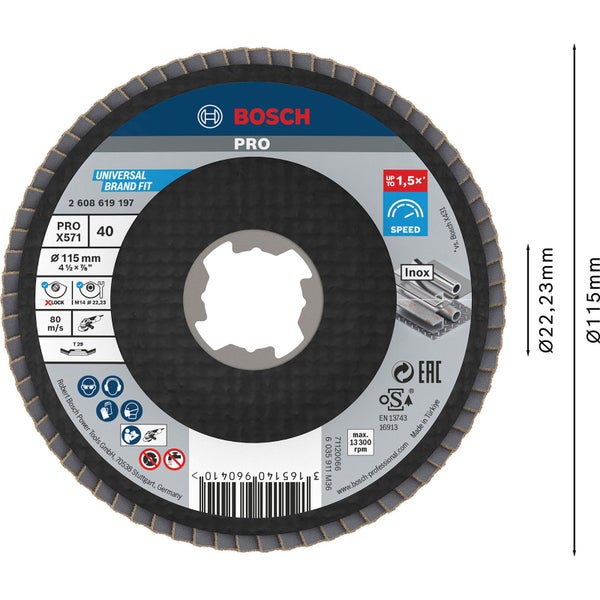 Bosch Pro X571 Fächerscheibe mit einem Durchmesser von 115 mm