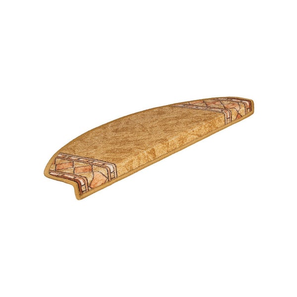 FLOORDIREKT Stufenmatte Rügen Selbstklebend Strapazierfähig Beige Halbrund 65 x 23,5 cm