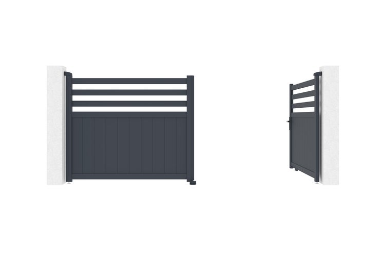 Flügeltor 3,4 m NEVIS H.140 graues Aluminium