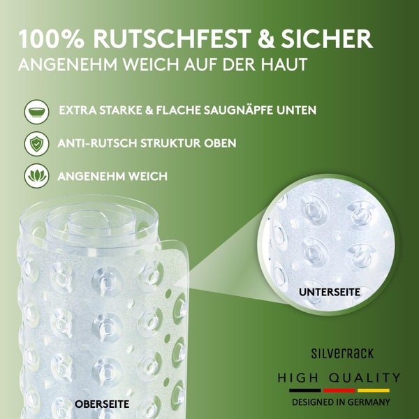 SilverRack Badewannenmatte 100x40 cm (Babyblau) - Antirutschmatte Badewanne BPA frei für Kinder und Babys - Duschmatte schimmelresistent & maschinenwaschbar - Badematte rutschfest