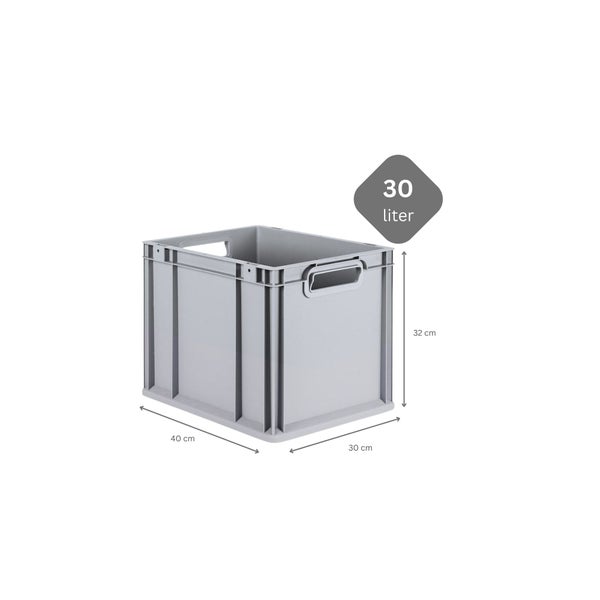 PROREGAL SparSet 10x Eurobox NextGen Grip mit Auflagedeckel mit 4 Blauen Schiebeschnappverschlüssen HxBxT 32 x 30 x 40 cm 30 Liter Griffe