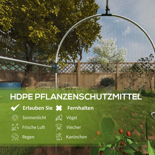 Outsunny Insektenschutznetz 1,2 x 1,2 m Gartennetz mit Tür, Pflanzenschutzzelt, Schädlingsschutznetz mit Stahlrahmen, für Garten, Balkon, HDPE, Schwarz