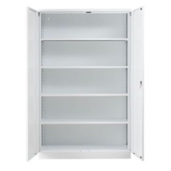 PROREGAL Stahlschrank Bee 5 Fachböden HxBxT 195 x 120 x 42 cm Pulverbeschichtetes Fachbodenmaterial Weiß & Weiß
