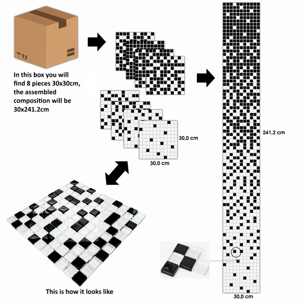 Illustration zur Verlegung von Glasmosaikfliesen