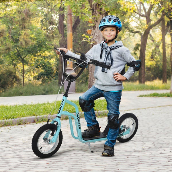 HOMCOM Kinderroller, 120L x 58B x 75-80H cm, Stahl, Aluminium, Gummi, Blau