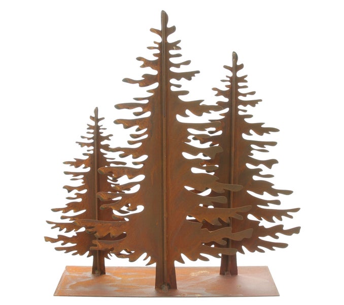 Deko Figur Tannenbaum aus Metall mit Rost Optik zur Garten Dekoration