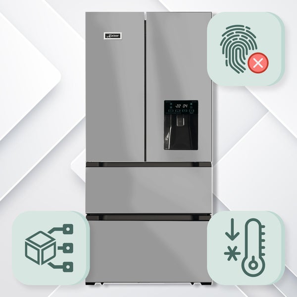 Kaiser Side by Side Kühlschrank mit Gefrierfach, Touch-Display, Wasser- und Eisspender sowie Anti-Fingerprint-Beschichtung.